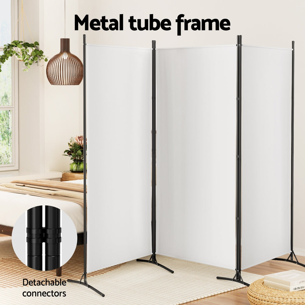 Artiss 3 Panel Room Divider Screen 260x180cm Fabric White 4