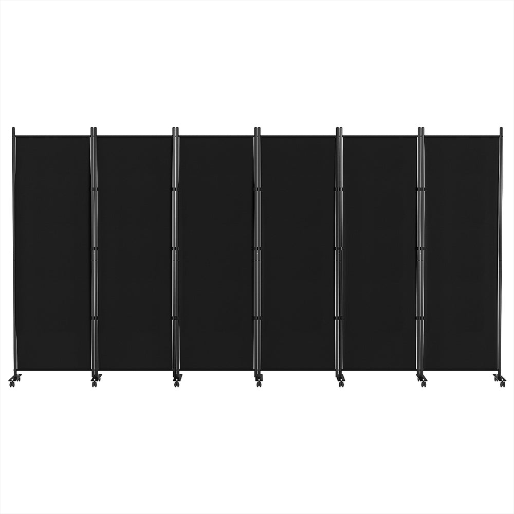 Artiss 6 Panel Room Divider Screen 323cm Wheel Fabric Black 3