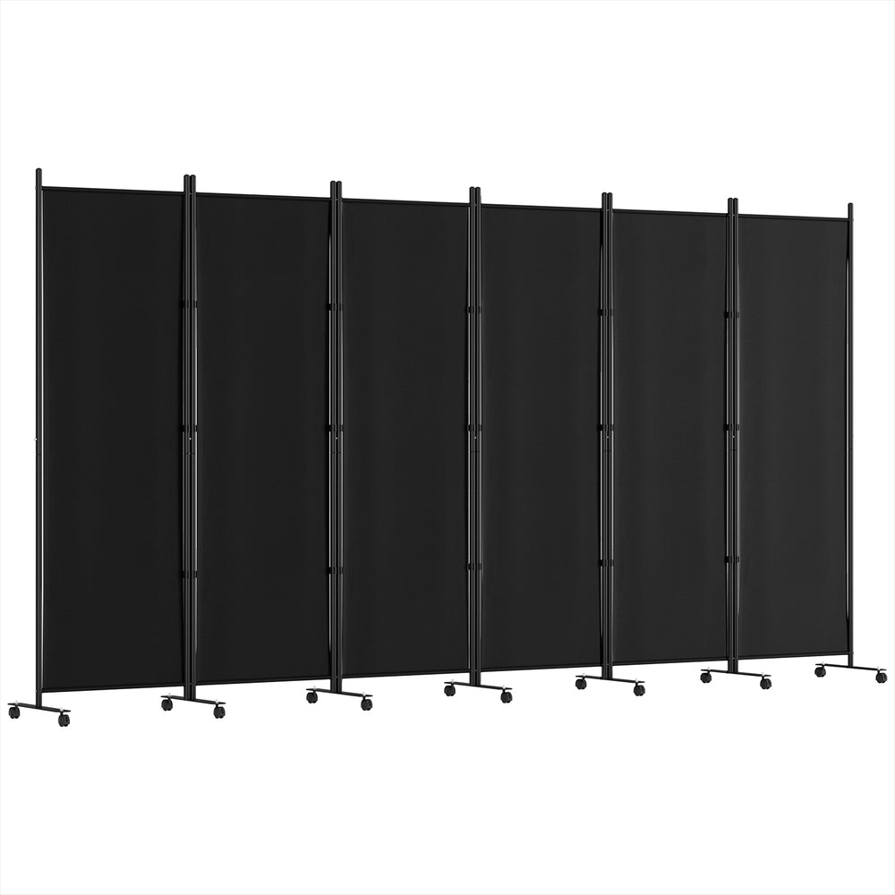 Artiss 6 Panel Room Divider Screen 323cm Wheel Fabric Black 4