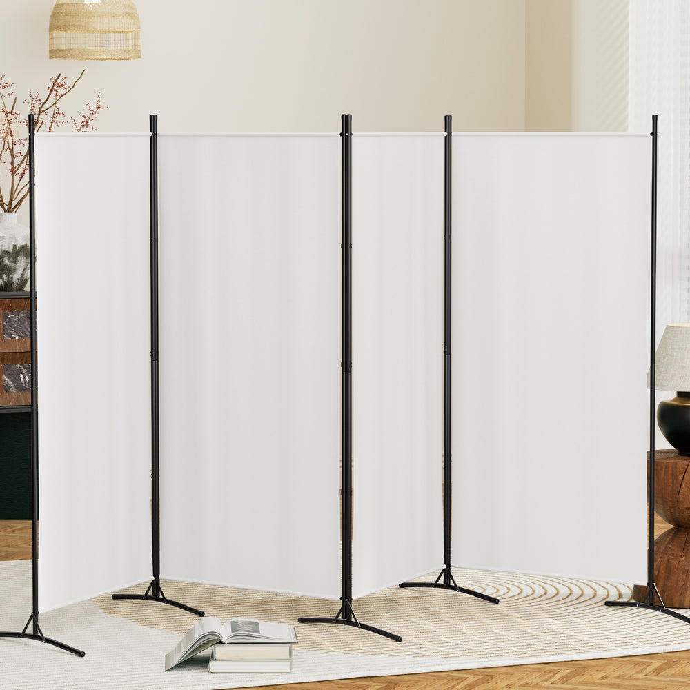 Artiss 4 Panel Room Divider Screen 345x180cm Fabric White 7