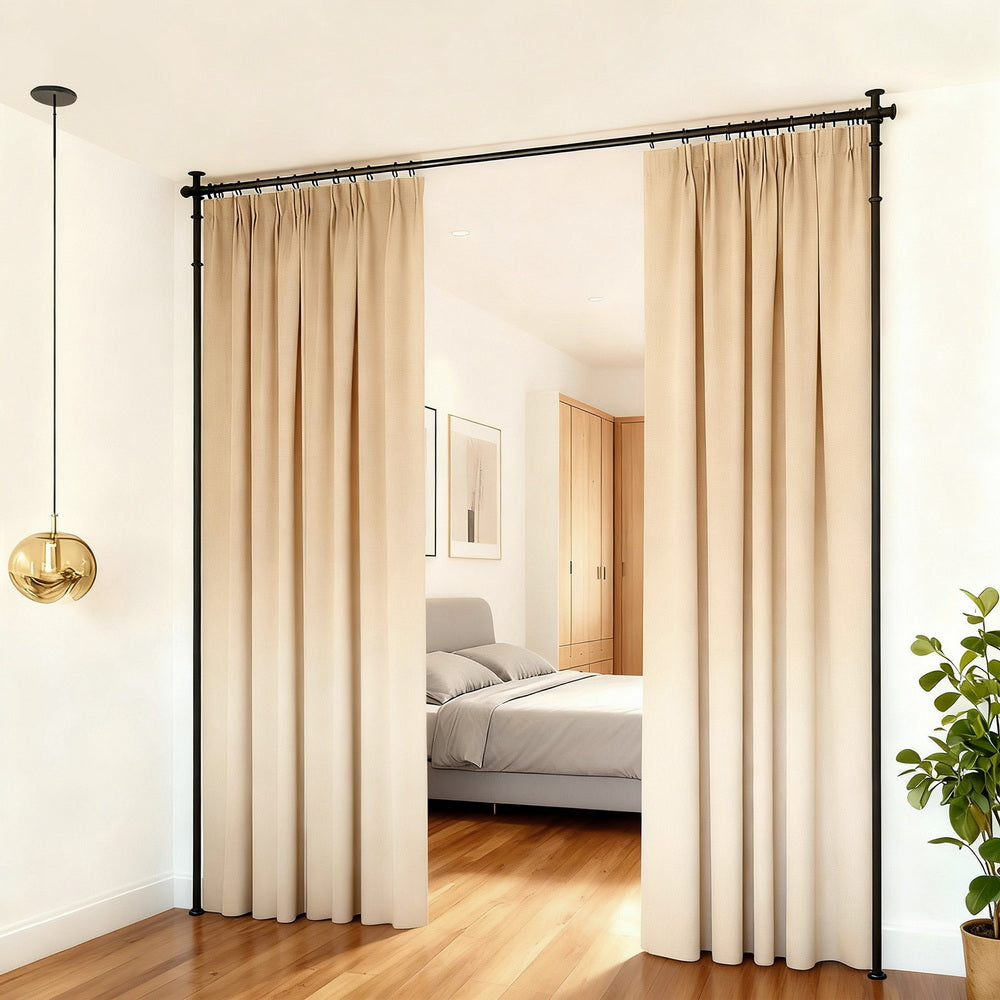 Artiss Room Divider Curtain Rod Extendable Black 7