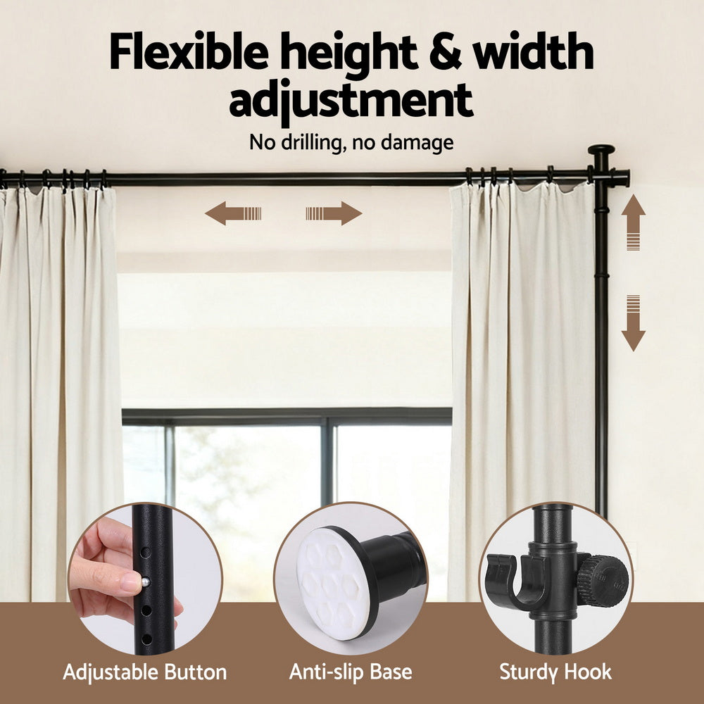 Artiss Room Divider Curtain Rod Extendable Black 4
