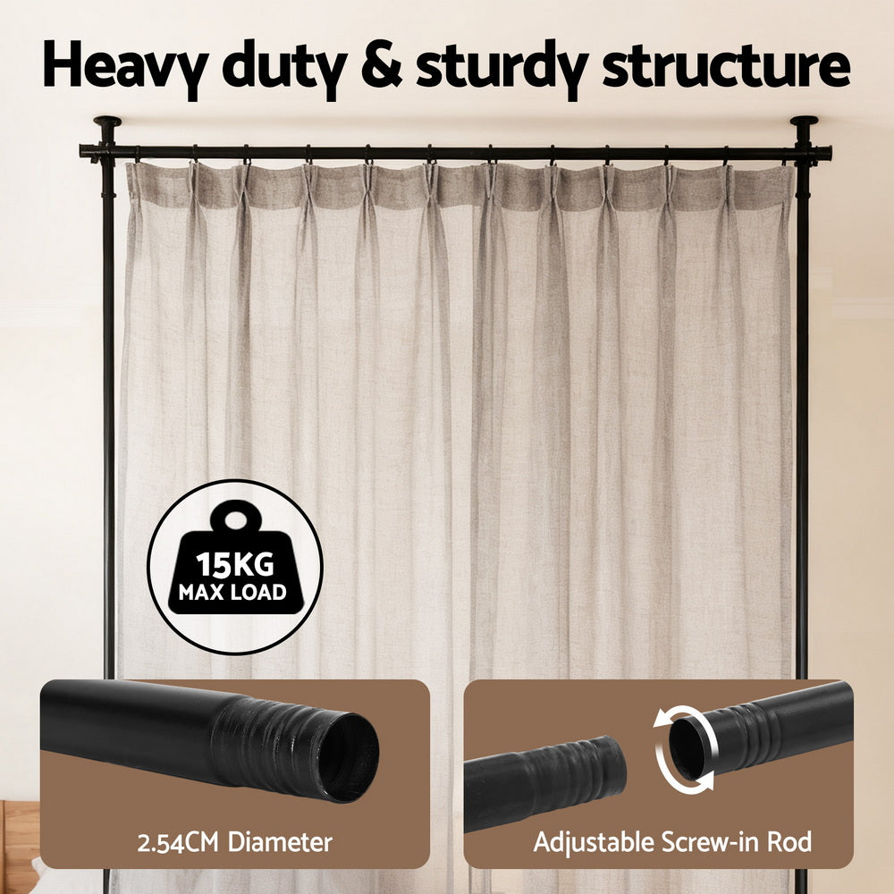 Artiss Room Divider Curtain Rod Extendable Black 5