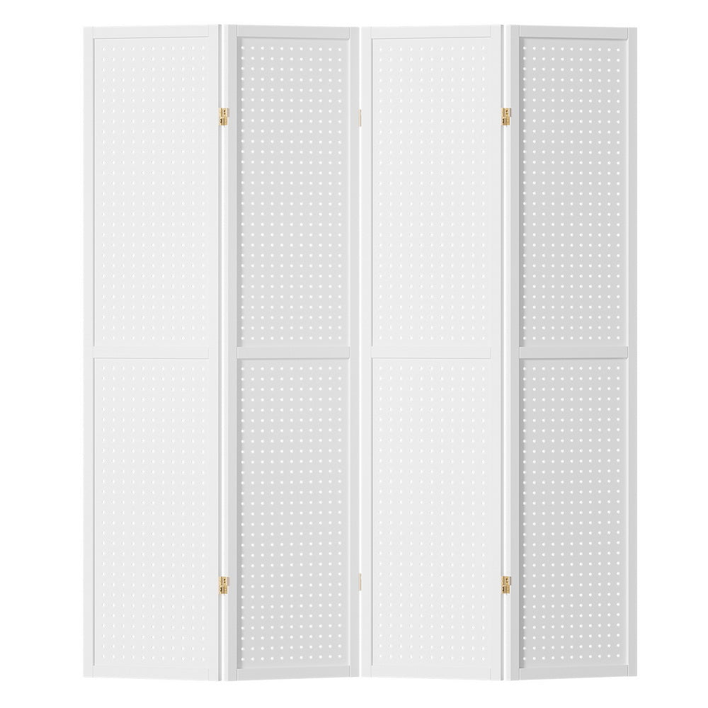 Artiss 4 Panel Room Divider Screen 164x170cm Pegboard White 7