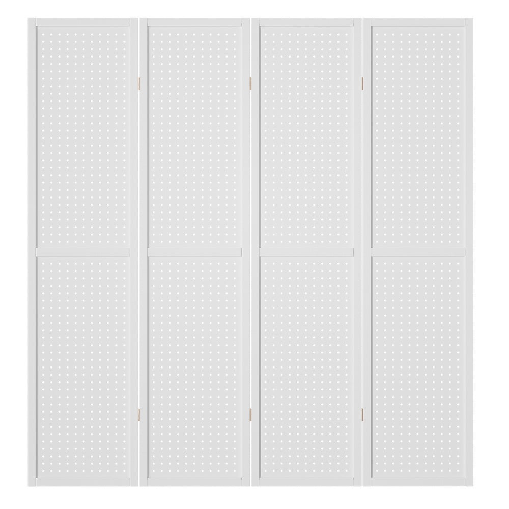 Artiss 4 Panel Room Divider Screen 164x170cm Pegboard White 3