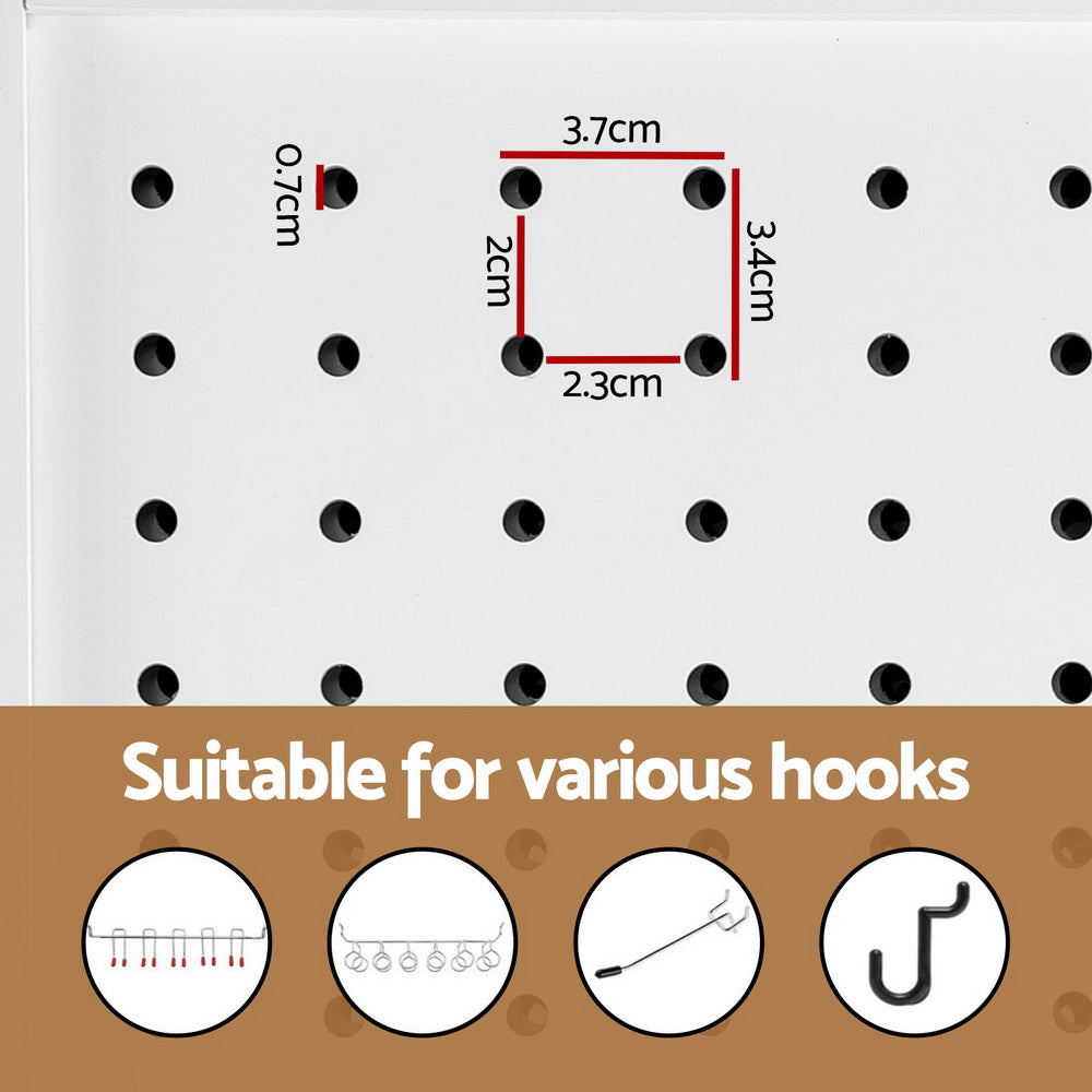 Artiss 4 Panel Room Divider Screen 164x170cm Pegboard White 6