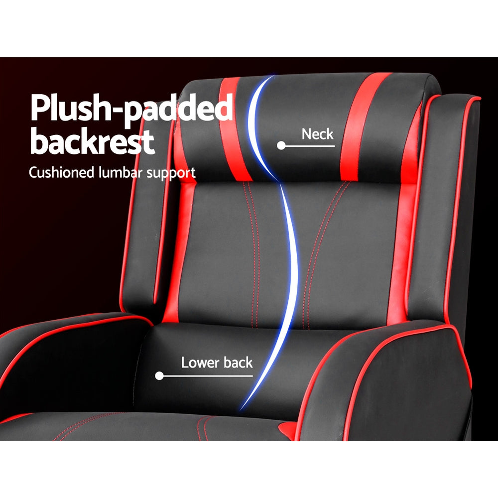 Artiss Recliner Chair Gaming Chair Leather Black Serik 4