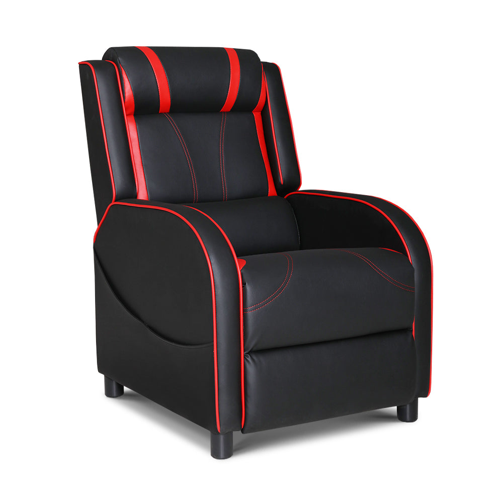 Artiss Recliner Chair Gaming Chair Leather Black Serik 8