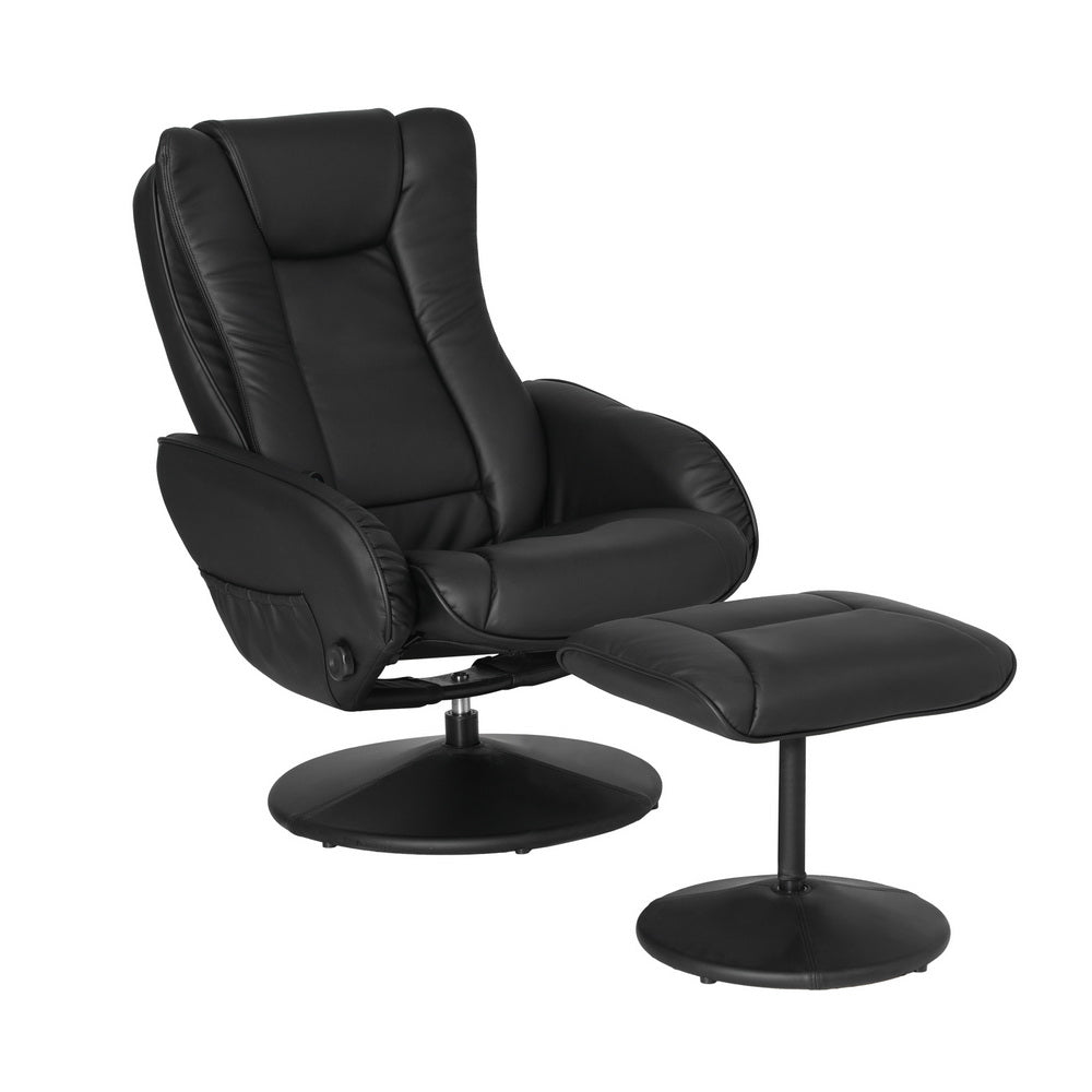 Artiss 2X Recliner Chair Ottoman Heated Massage Black 3