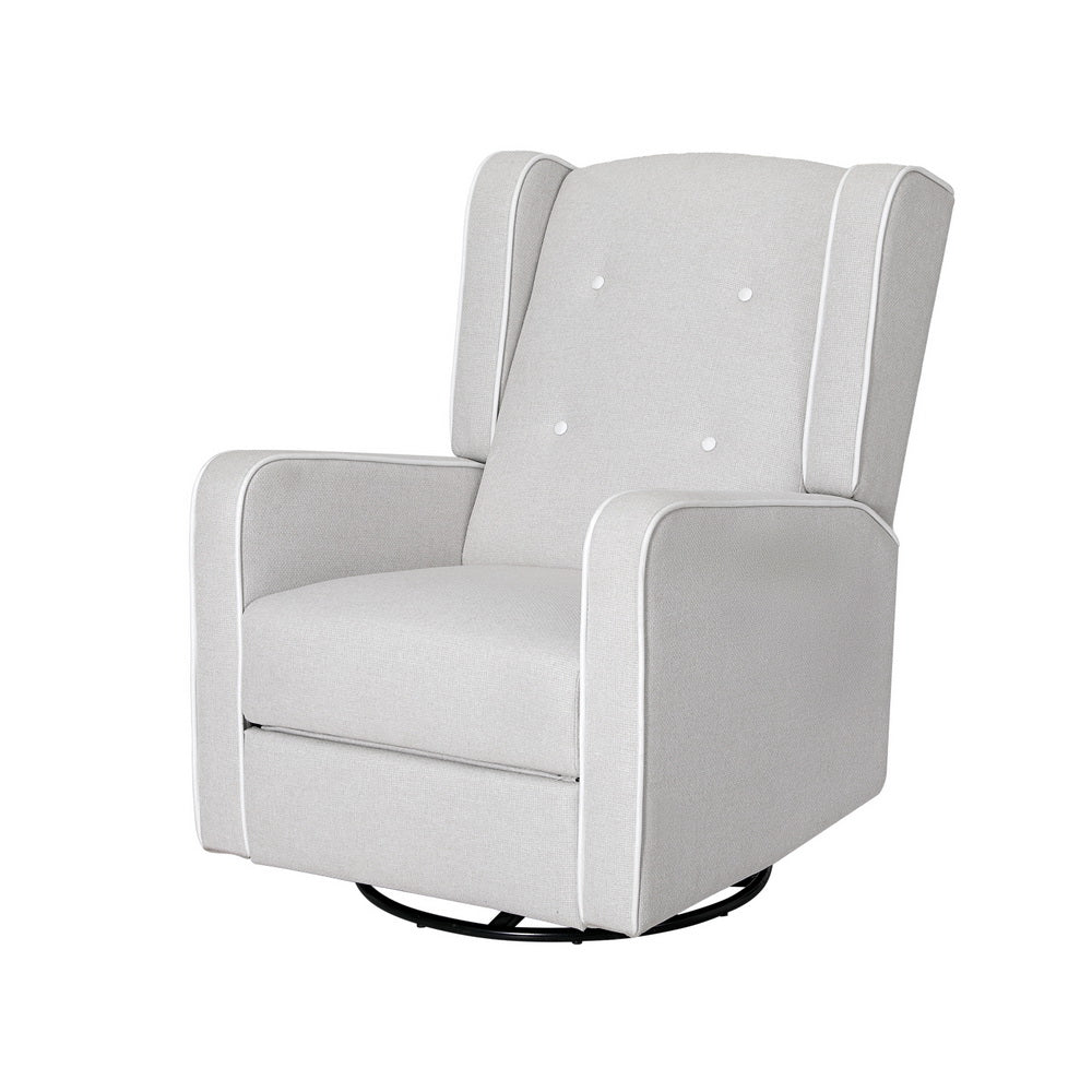 Artiss Recliner Armchair 360� Swivel Grey Fabric 7