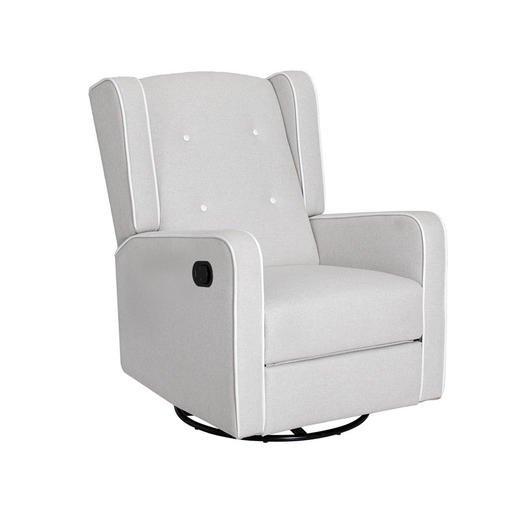 Artiss Recliner Armchair 360� Swivel Grey Fabric 3