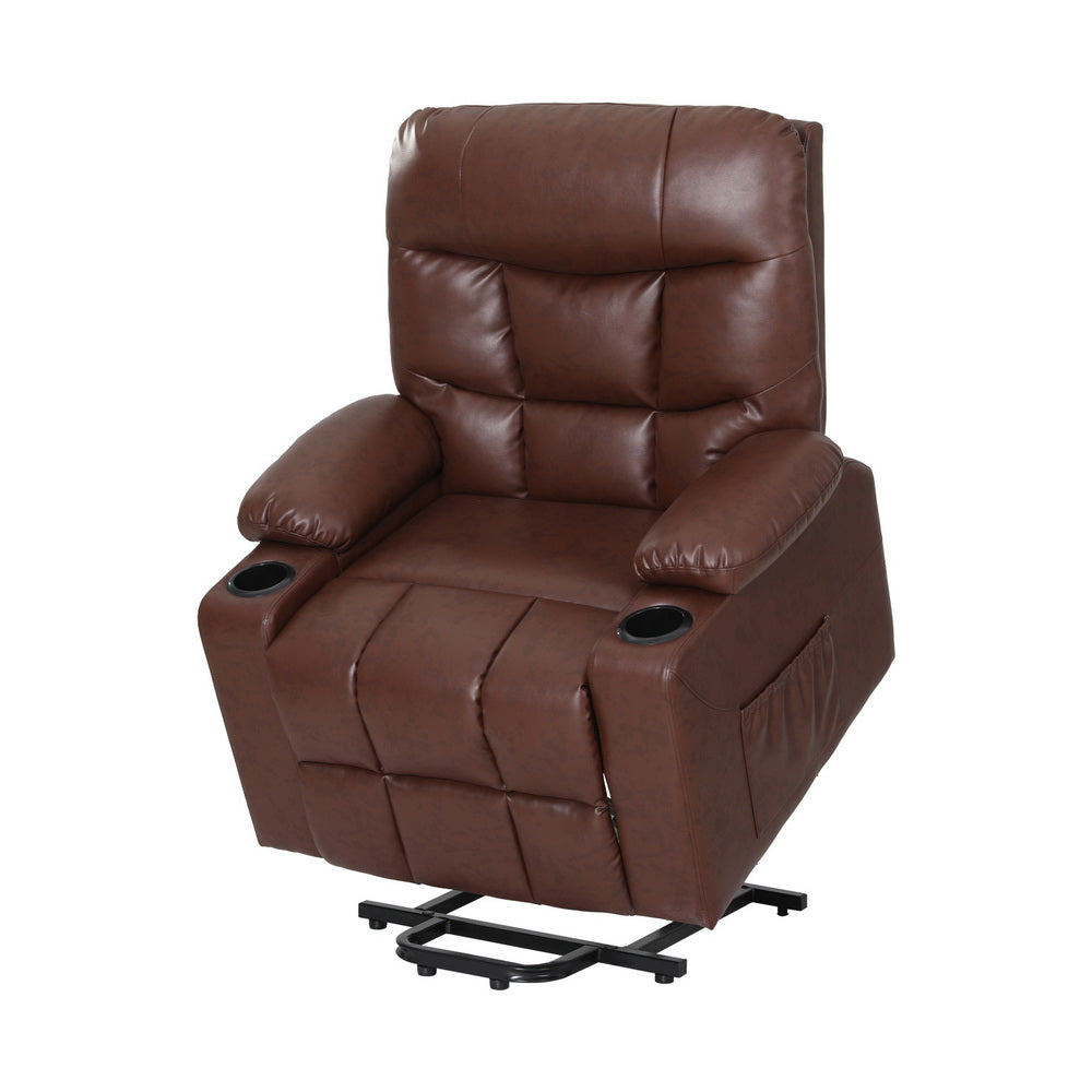 Artiss Recliner Chair Lift Assist Heated Massage Chair Leather Claude 7