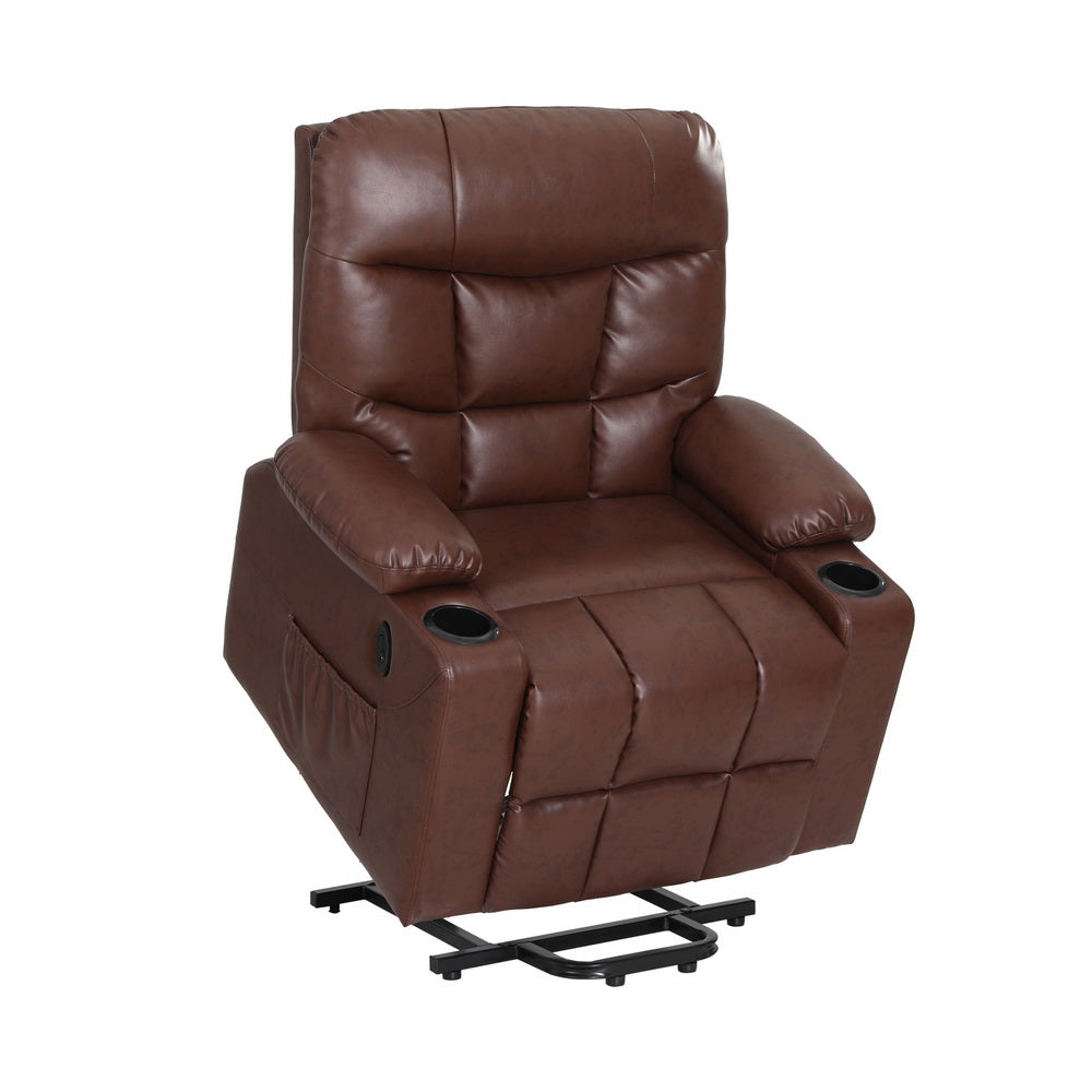 Artiss Recliner Chair Lift Assist Heated Massage Chair Leather Claude 3