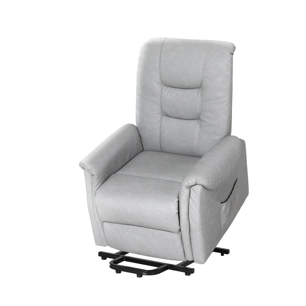 Artiss Recliner Chair Lift Assist Chair Leather Grey 7