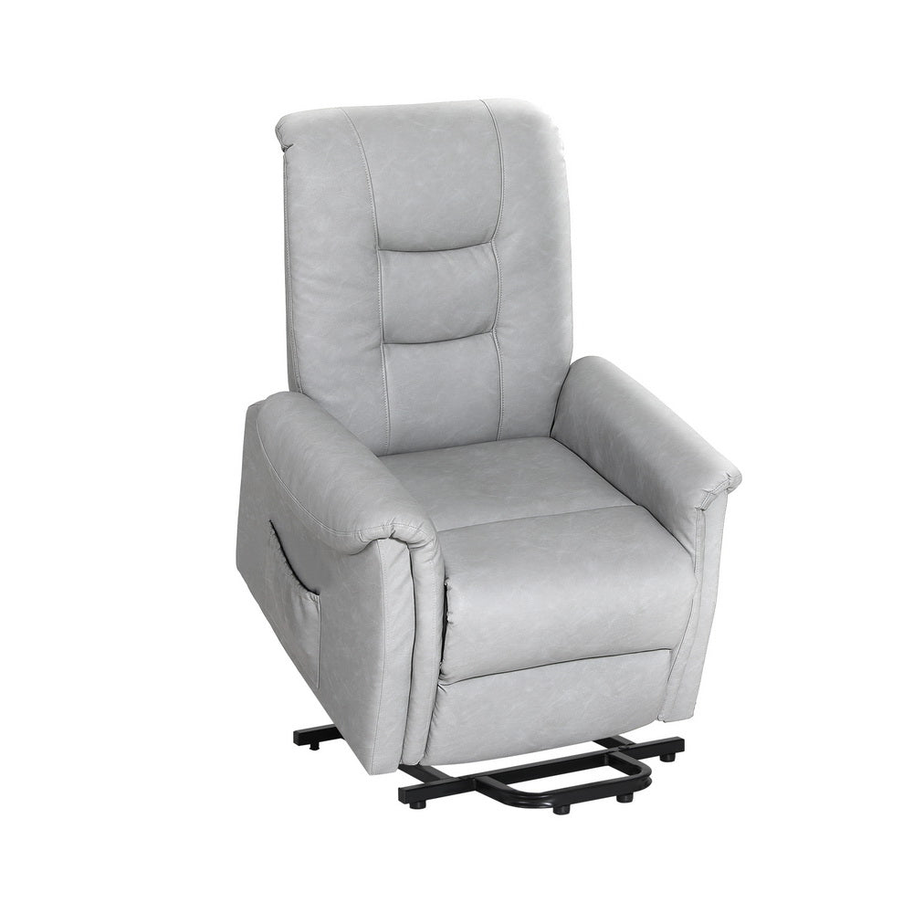 Artiss Recliner Chair Lift Assist Chair Leather Grey 3