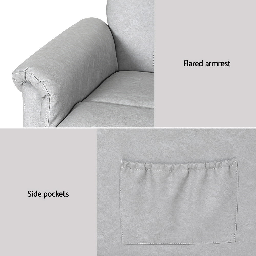 Artiss Recliner Chair Lift Assist Chair Leather Grey 6