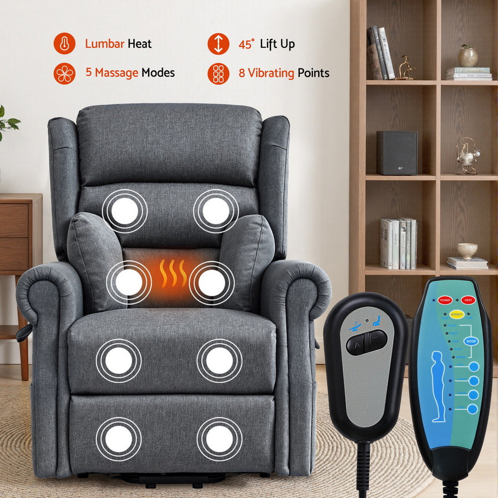 Artiss Electric Recliner Chair Power Lift Massage Heated Recliner Sofa 4