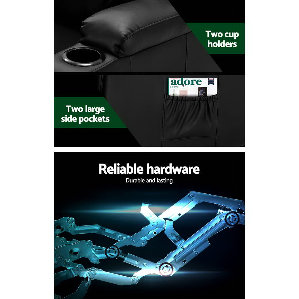 Artiss Recliner Chair Electric Heated Massage Chairs Faux Leather Cabin 6