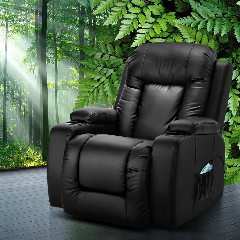 Artiss Recliner Chair Electric Heated Massage Chairs Faux Leather Cabin 7