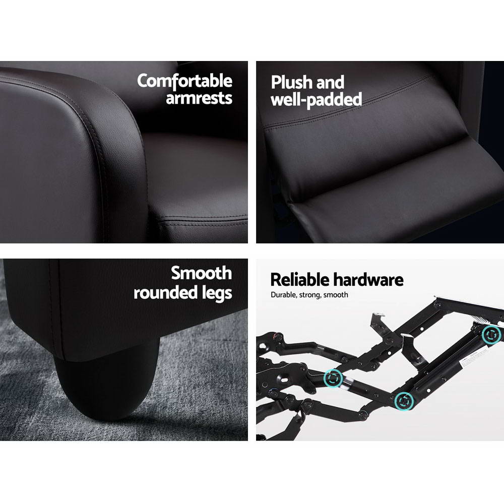 Artiss Recliner Armchair Brown Faux Leather Bolivia 6