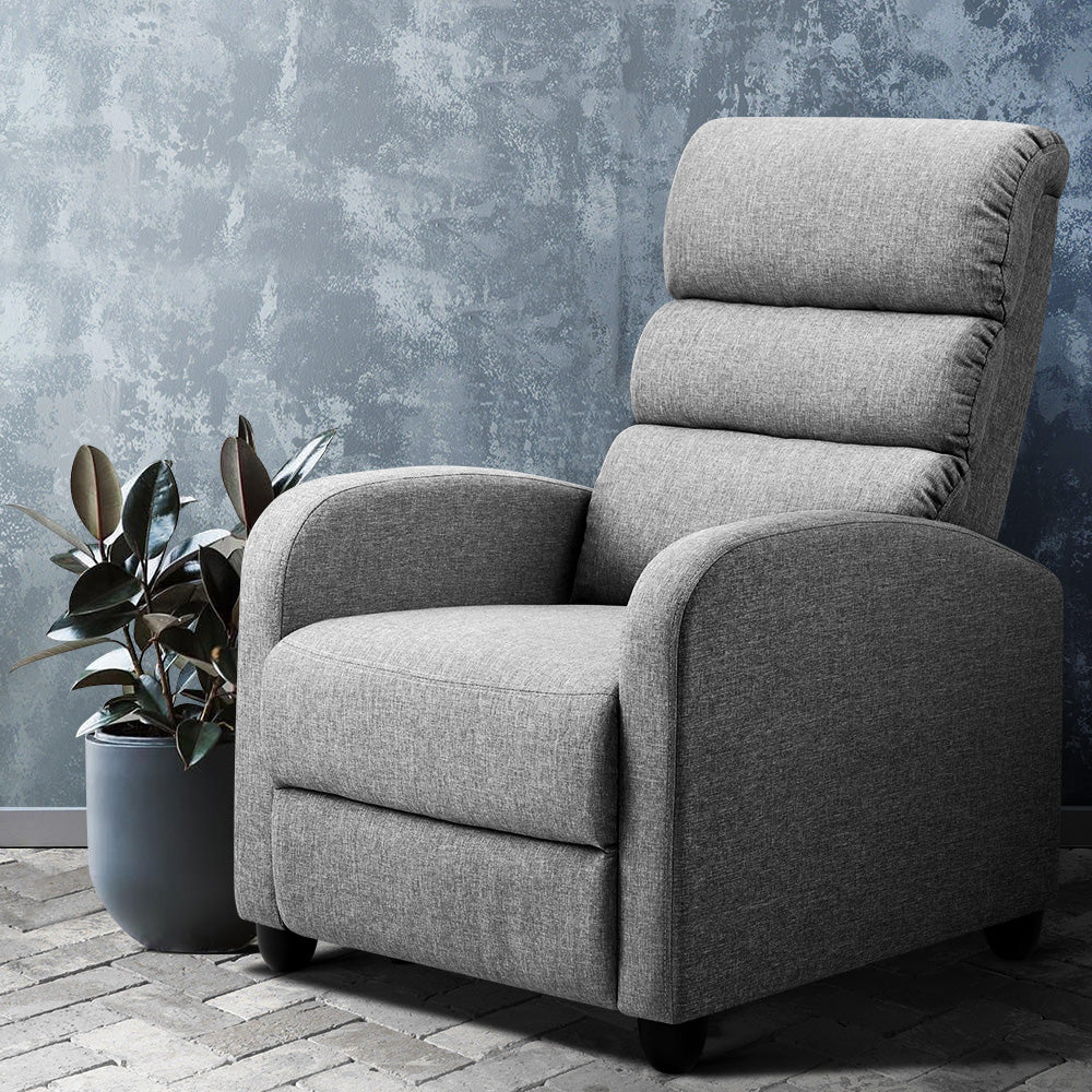 Artiss Recliner Armchair Grey Fabric Bolivia 7