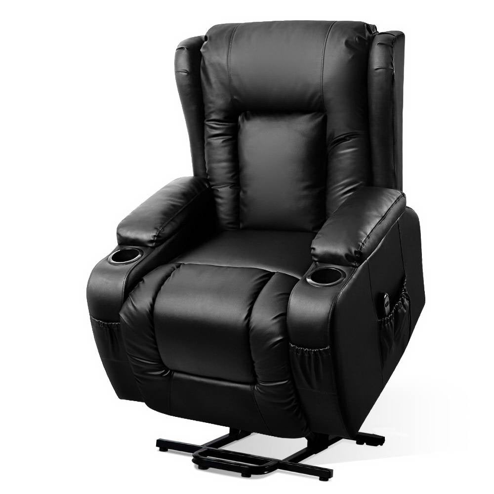 Artiss Recliner Chair Lift Assist Heated Massage Chair Leather Rukwa 8