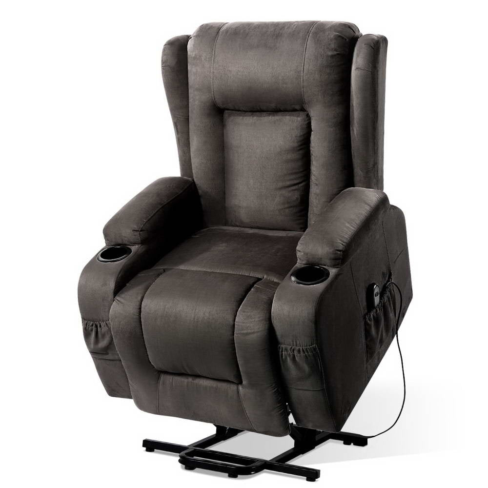 Artiss Recliner Chair Lift Assist Heated Massage Chair Velvet Rukwa 8