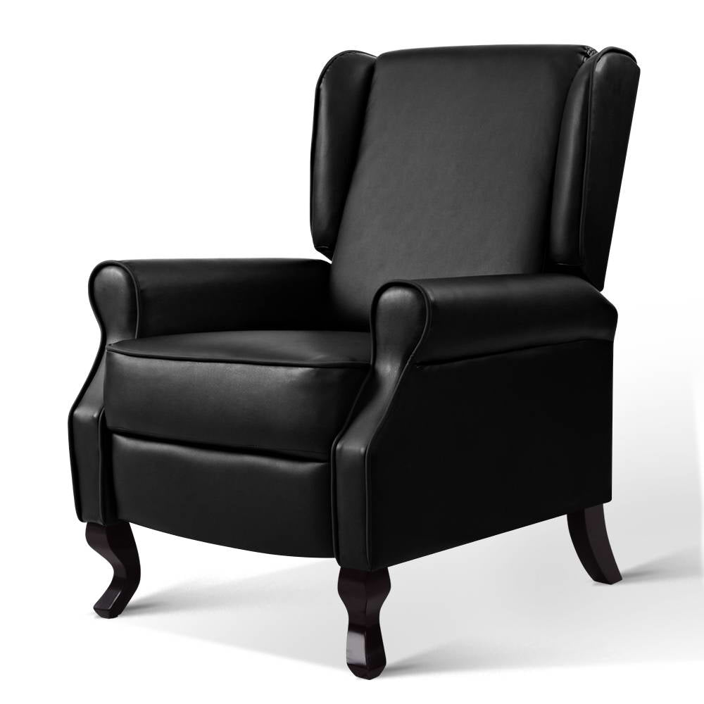 Artiss Recliner Armchair Black Faux Leather Domini 7