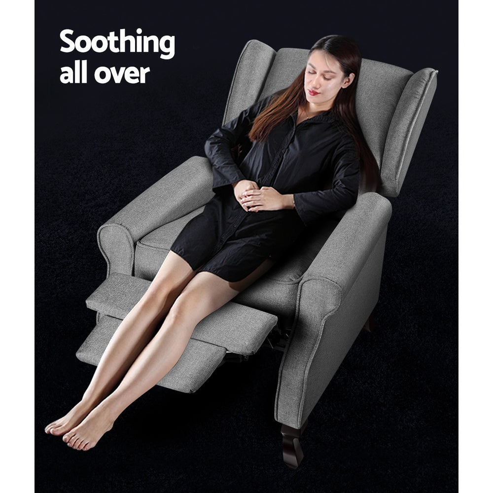 Artiss Recliner Armchair Grey Fabric Domini 3