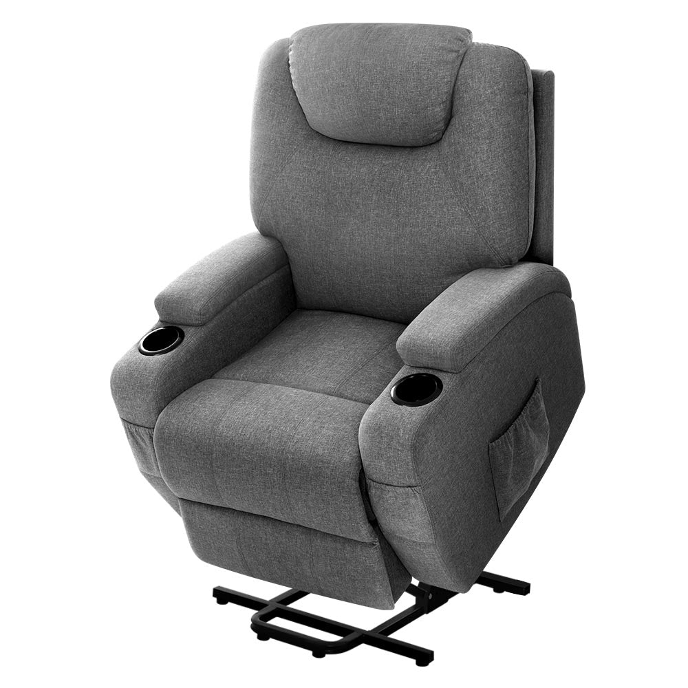 Artiss Recliner Chair Lift Assist Heated Massage Chair Velvet Milio 8