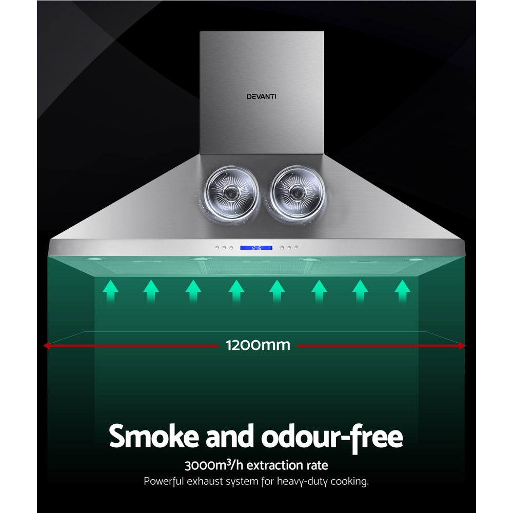 Devanti 1200mm Range Hood 120cm BBQ Commercial Rangehood 4