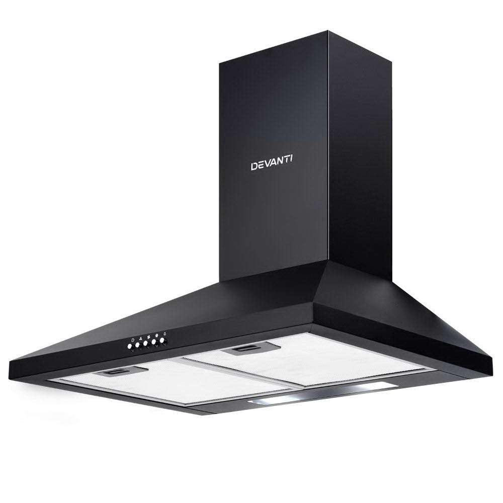 Devanti 600mm Range Hood 60cm Rangehood Black 8
