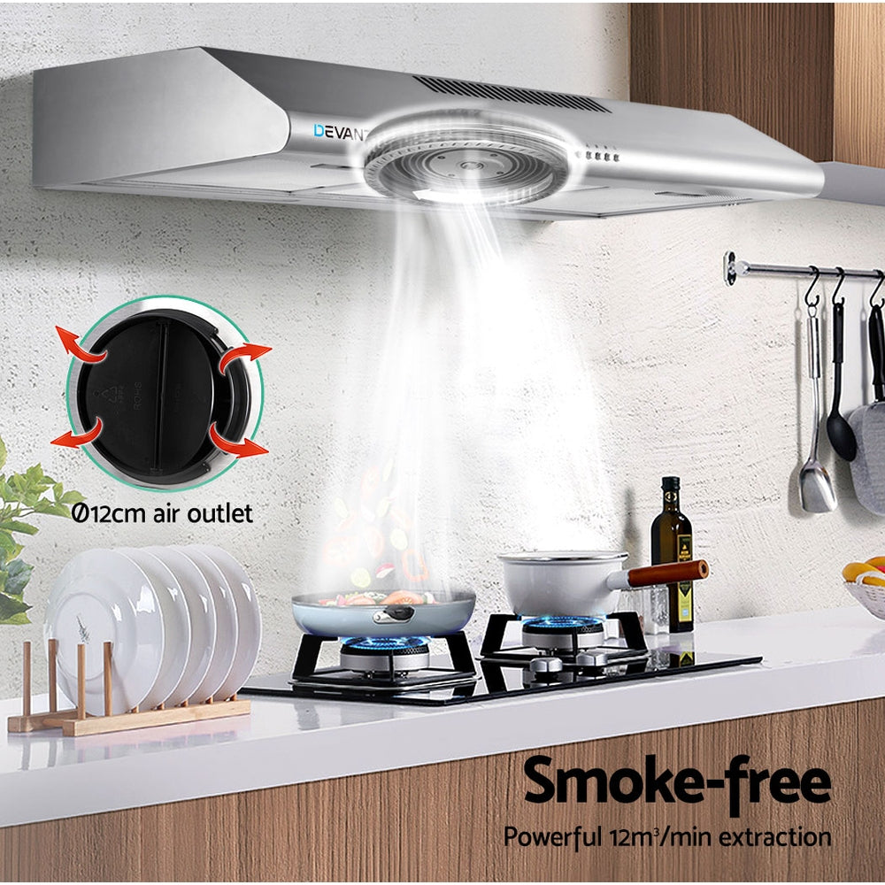 Devanti 900mm Range Hood 90cm Rangehood Stainless Steel 3
