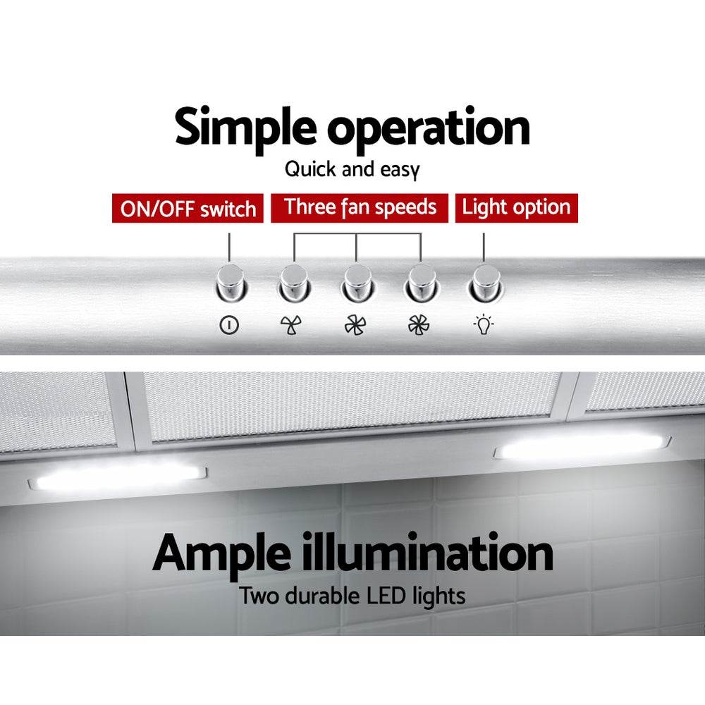 Devanti 900mm Range Hood 90cm Rangehood Stainless Steel 6