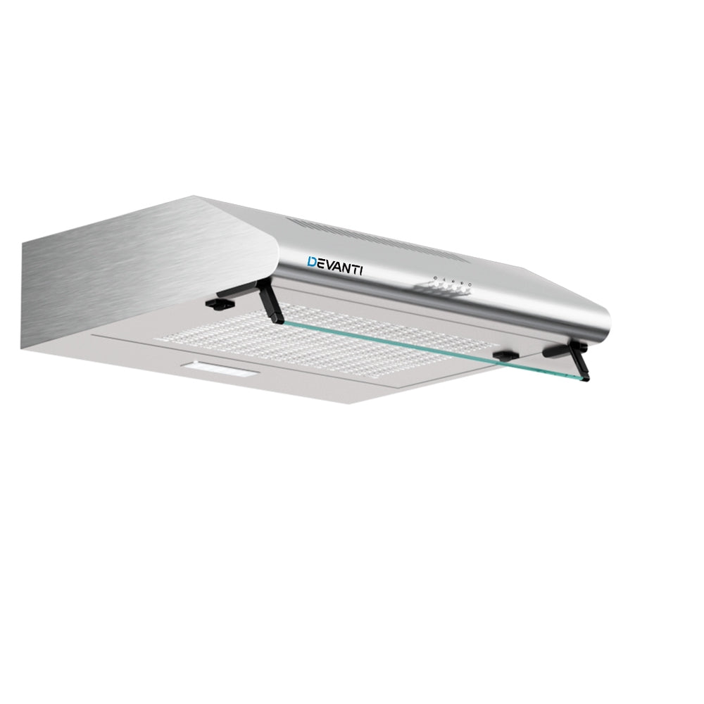 Devanti 600mm Range Hood 60cm Rangehood Kitchen Canopy LED Light Stainless Steel 3