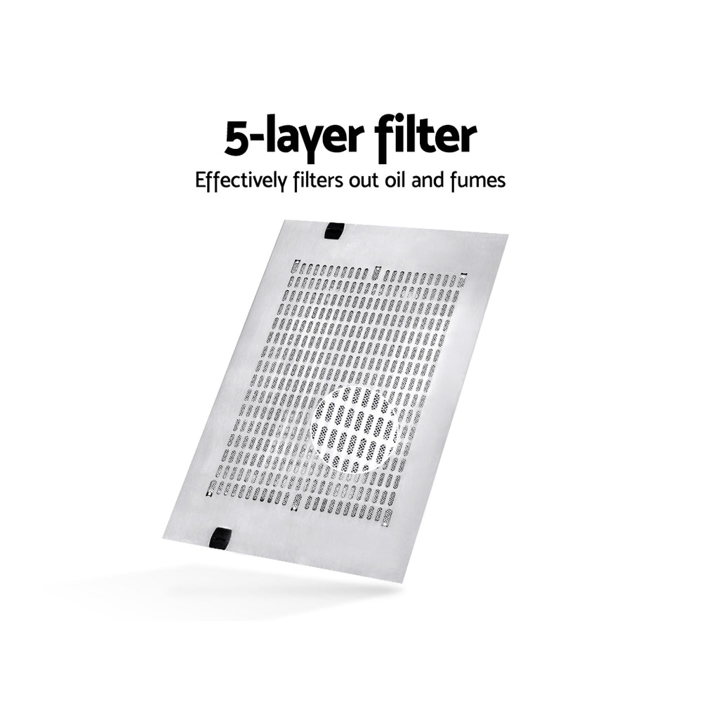 Devanti 600mm Range Hood 60cm Rangehood Kitchen Canopy LED Light Stainless Steel 4