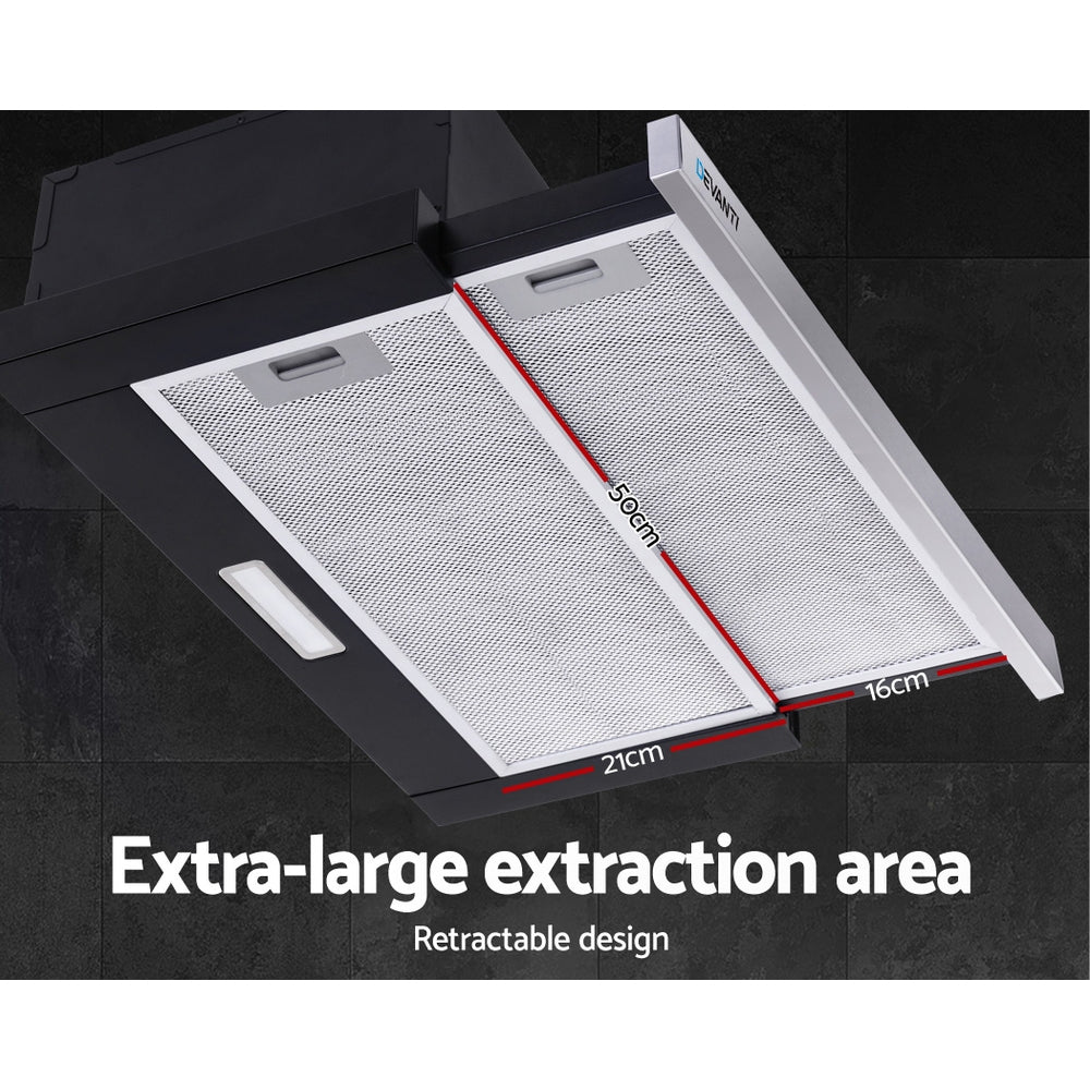 Devanti 600mm Range Hood 60cm Slide out Rangehood Stainless Steel 4