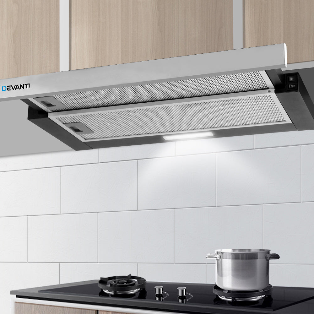 Devanti 600mm Range Hood 60cm Slide out Rangehood Stainless Steel 8