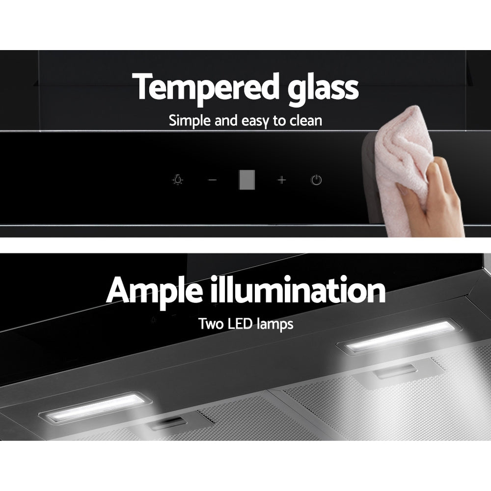 Devanti 600mm Range Hood 60cm Rangehood Glass Stainless Steel 6