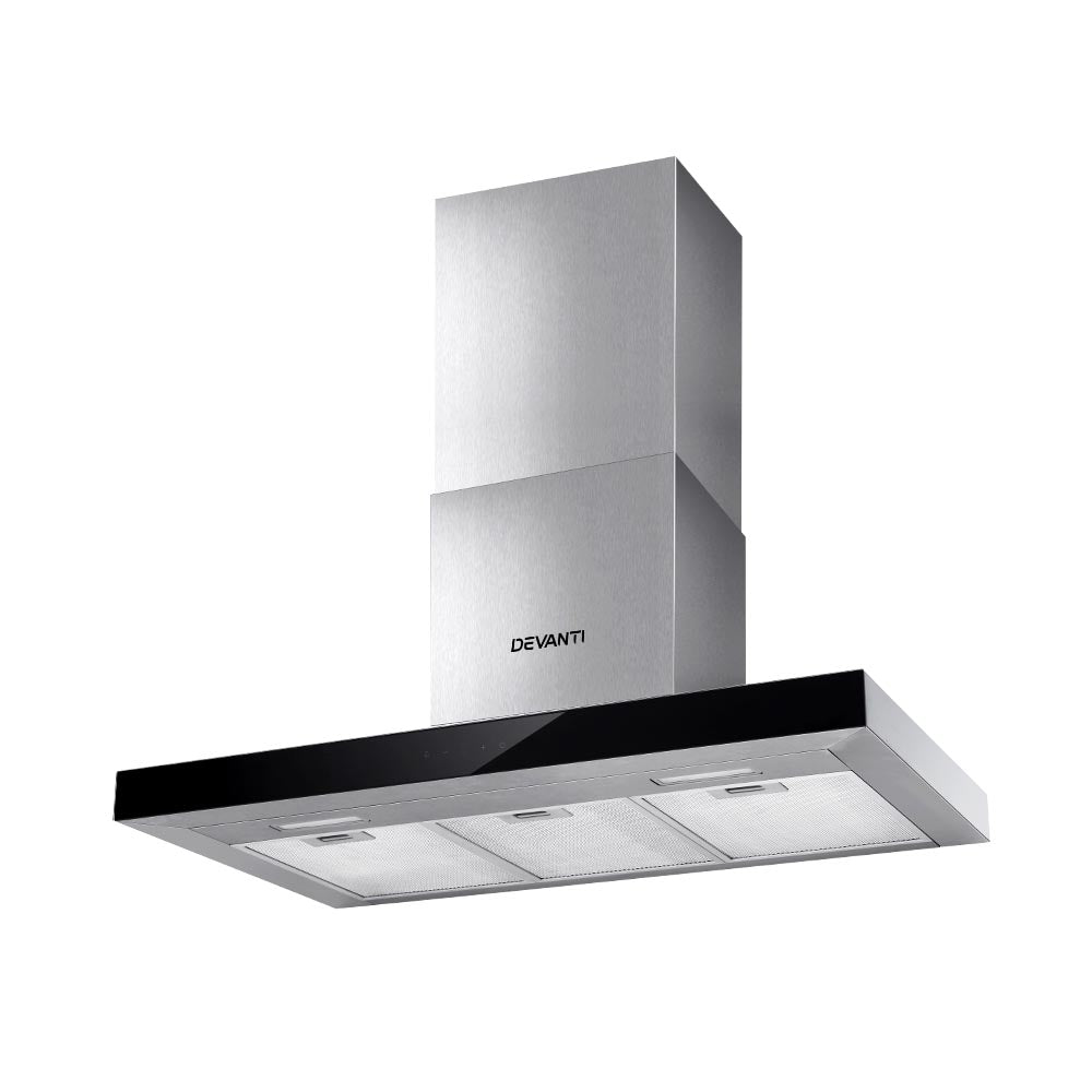 Devanti 900mm Range Hood 90cm Rangehood Glass Stainless Steel 8