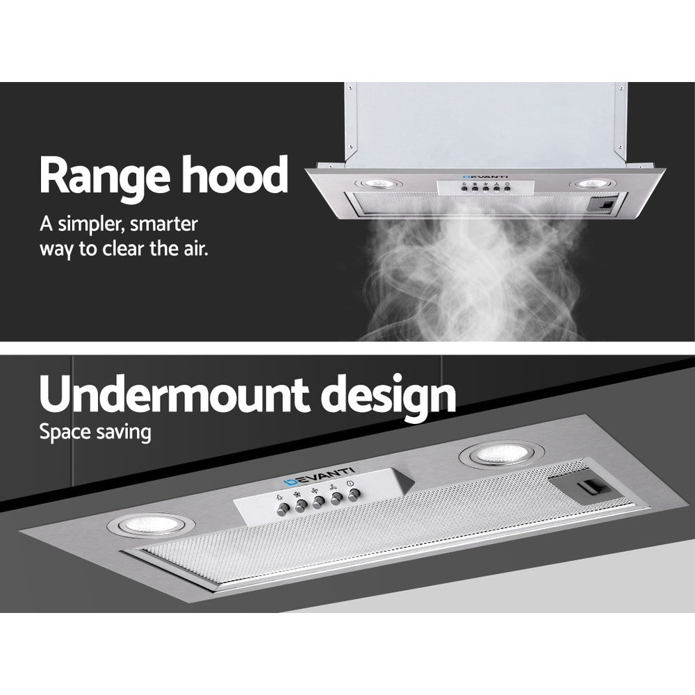 Devanti 520mm Range Hood 52cm Rangehood Stainless Steel 3