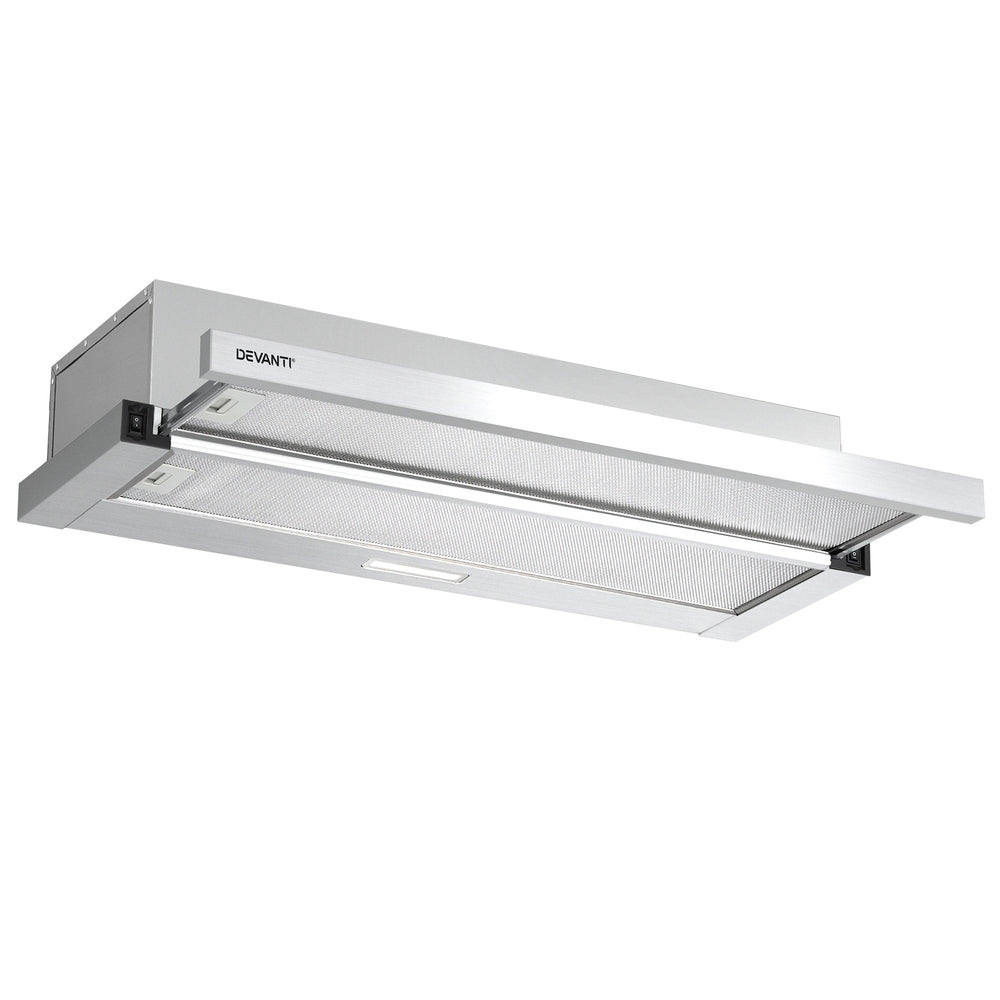 Devanti 900mm Range Hood 90cm Slide out Rangehood Stainless Steel 7