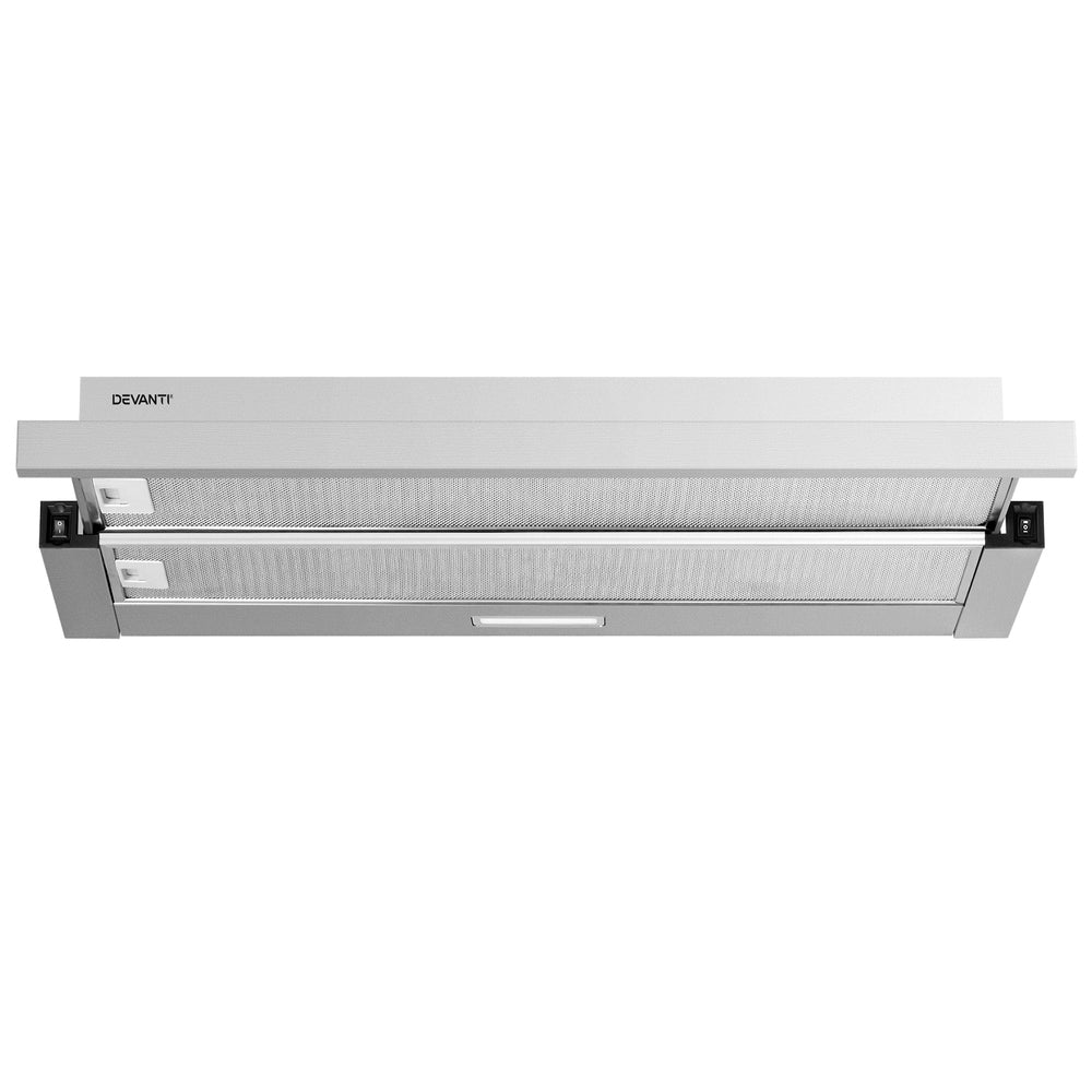 Devanti 900mm Range Hood 90cm Slide out Rangehood Stainless Steel 3