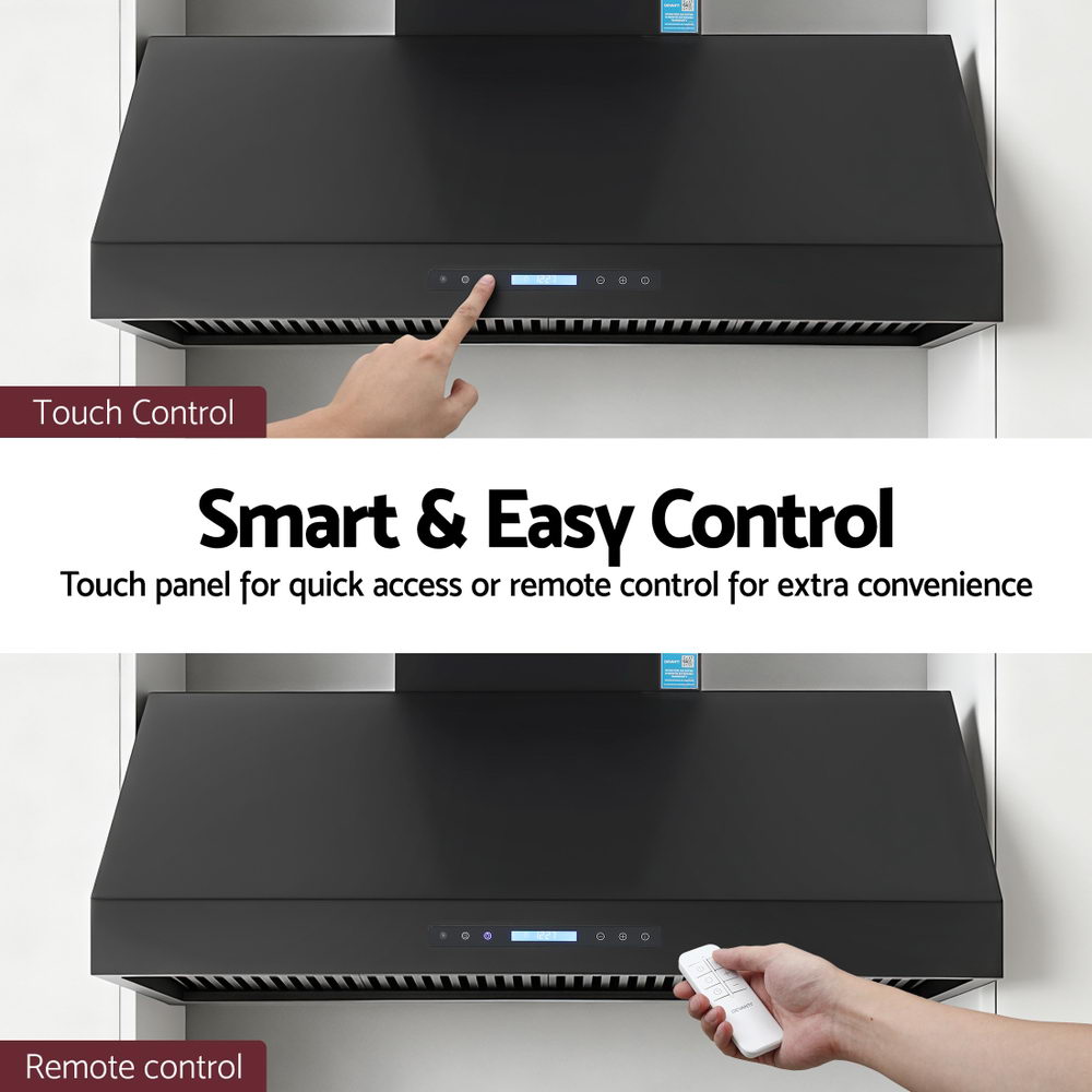 Devanti 1200mm Commercial BBQ Range Hood Dual Motor W/ Remote Control Black 6