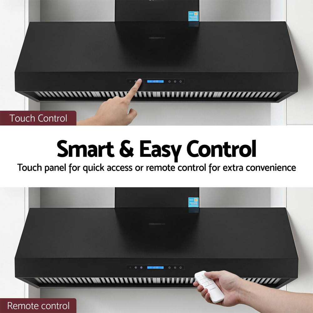 Devanti 1500mm Commercial BBQ Range Hood Dual Motor W/ Remote Control Black 6