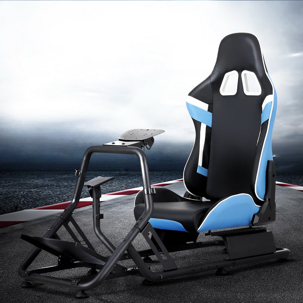 Artiss Racing Simulator Cockpit Steering Wheel Gaming Chair Blue 7