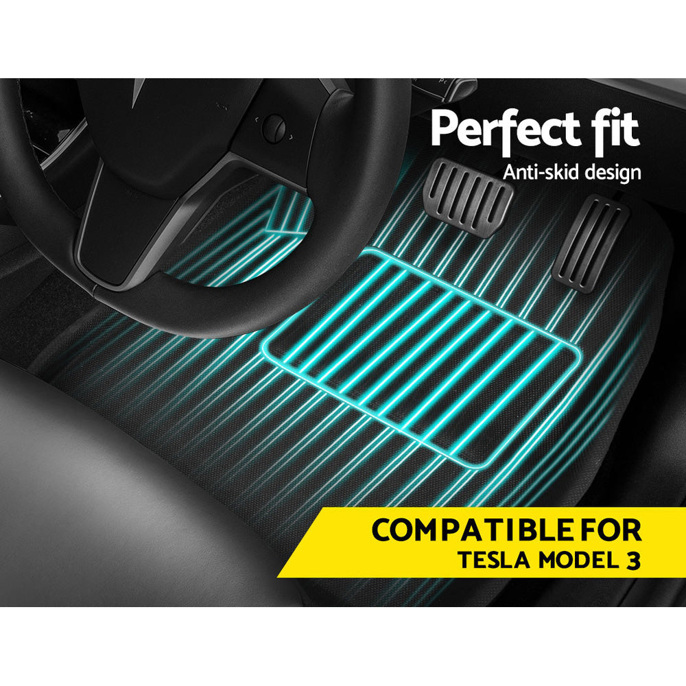 Weisshorn Car Rubber Floor Mats Compatible for Tesla Model 3 Front Rear 3