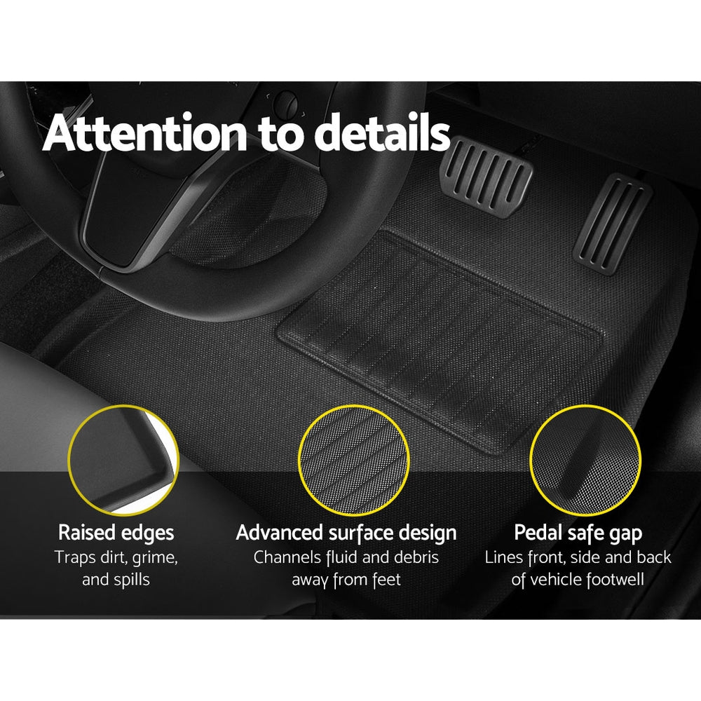 Weisshorn Car Rubber Floor Mats Compatible for Tesla Model 3 Front Rear 5