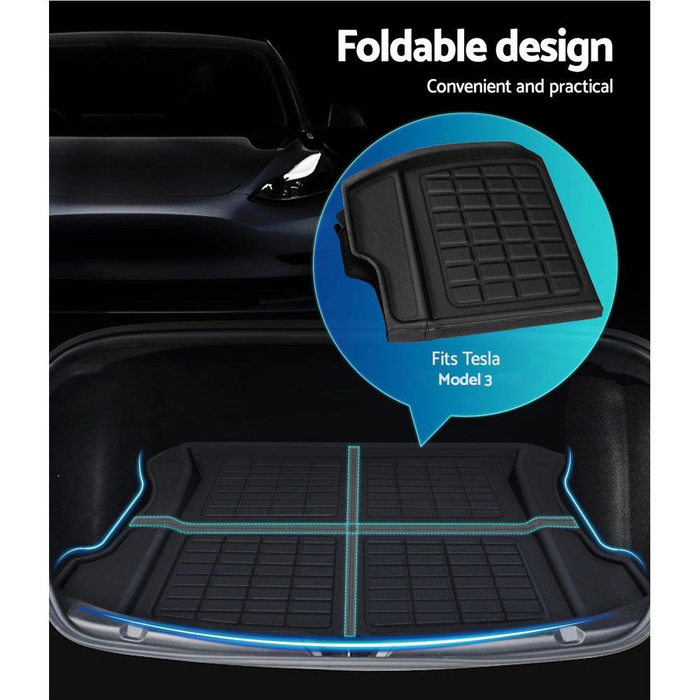 3PCS Car Rear Front Cargo Trunk Toolbox Luggage Rubber Mats for Tesla Model 3 2021-2022 5