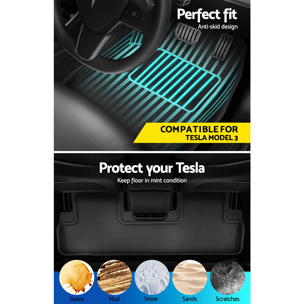 Weisshorn Car Rubber Floor Mats for Tesla Model 3 Trunk Toolbox Cargo Mat Carpet 5